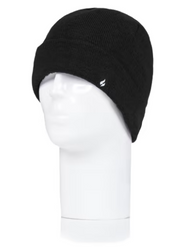 Heat Holders Pennine Flat-Knit Roll-Up Beanie Hat Black One Size