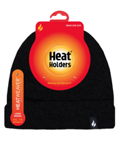 Heat Holders Pennine Flat-Knit Roll-Up Beanie Hat Black One Size