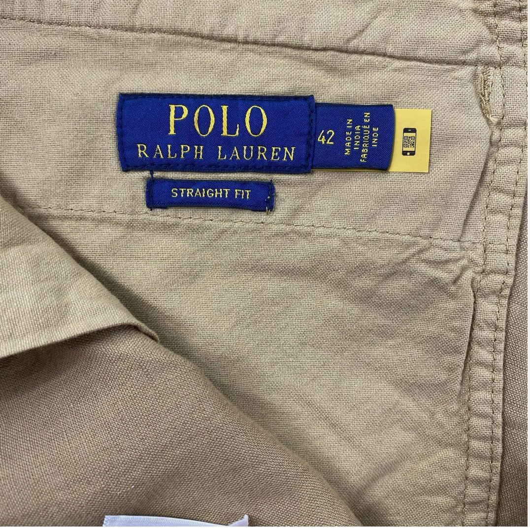 Polo Ralph Lauren Men's 8 Inch Straight Fit Linen Blend Shorts Brown 42