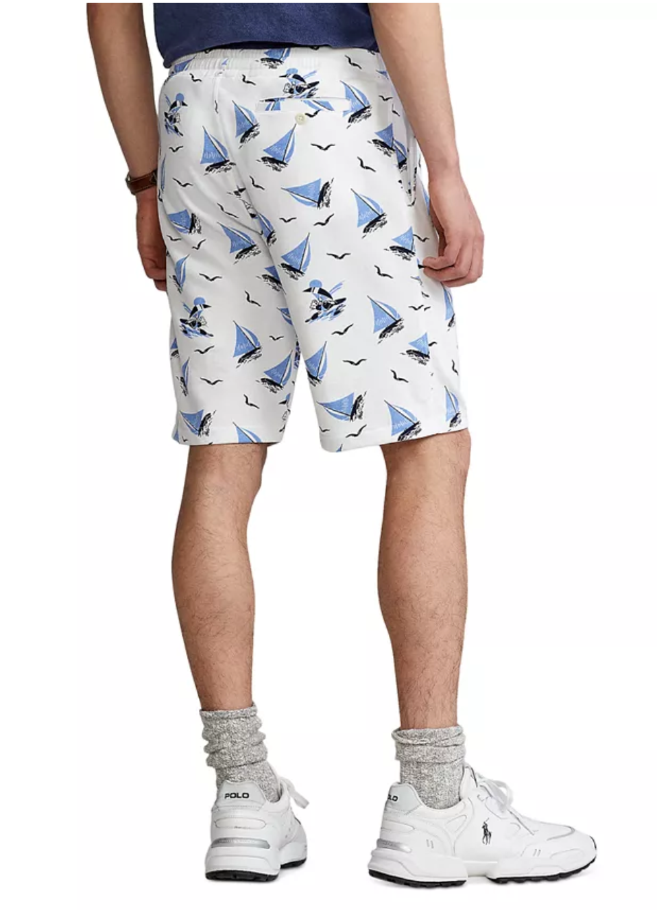 Polo Ralph Lauren Mens Skipper Terry 8 Inseam Casual Shorts Small White Blue