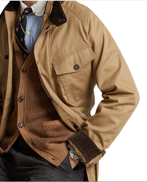 Polo Ralph Lauren Mens Long Sleeve Belted Field Jacket Mill Tan Medium