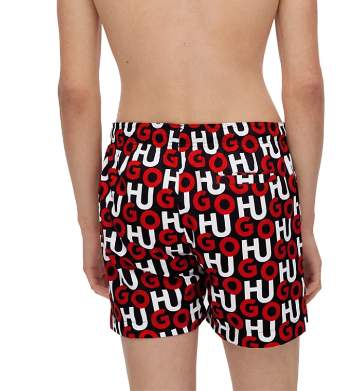 HUGO Mens Kook Logo Print Swim Shorts Black XL