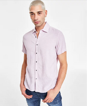 I.N.C. International Concepts Mens Textured Camp Shirt Pink XS