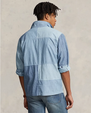 Polo Ralph Lauren Mens Classic Fit Patchwork Button Down Shirt Indigo Medium