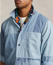 Polo Ralph Lauren Mens Classic Fit Patchwork Button Down Shirt Indigo Medium