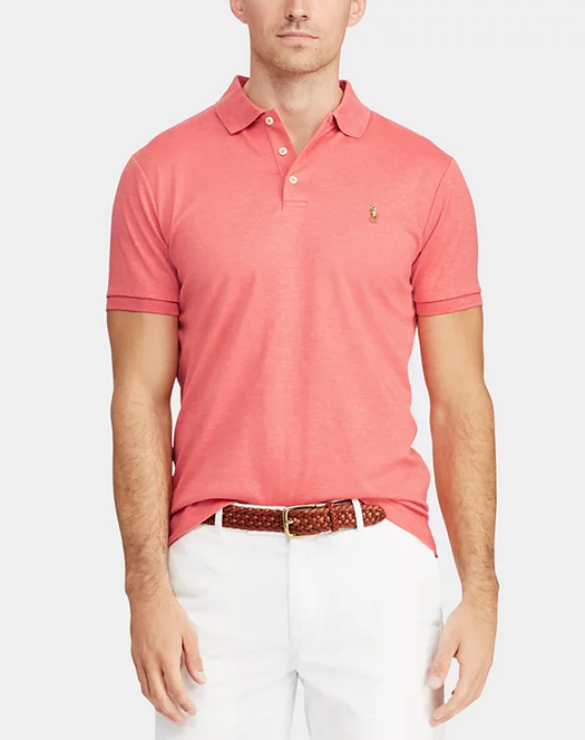 Polo Ralph Lauren Mens Custom Slim Fit Polo Shirt Highland Rose Heather Large