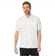 Quiksilver Waterman Mens Sail Button Down Shirt Antique White Sail Palms Small