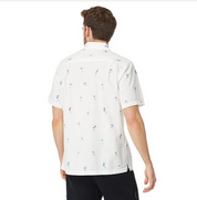 Quiksilver Waterman Mens Sail Button Down Shirt Antique White Sail Palms Small