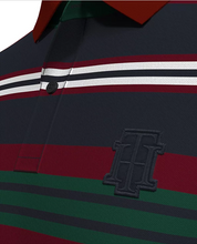 Tommy Hilfiger Men's Ivy Mixed Stripe Short Sleeve Polo Shirt Desert Sky Small