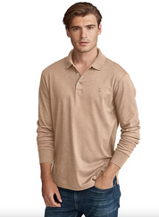 Polo Ralph Lauren Mens Classic Fit Soft Cotton Long Sleeve Polo Shirt Beige 2XL