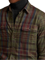 Polo Ralph Lauren Mens Plaid Twill Custom Fit Button Down Shirt Brown Red 2XL