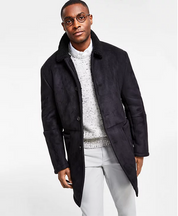 Lauren Ralph Lauren Men's Lefferts Faux-Shearling Overcoat Coat 36S Black