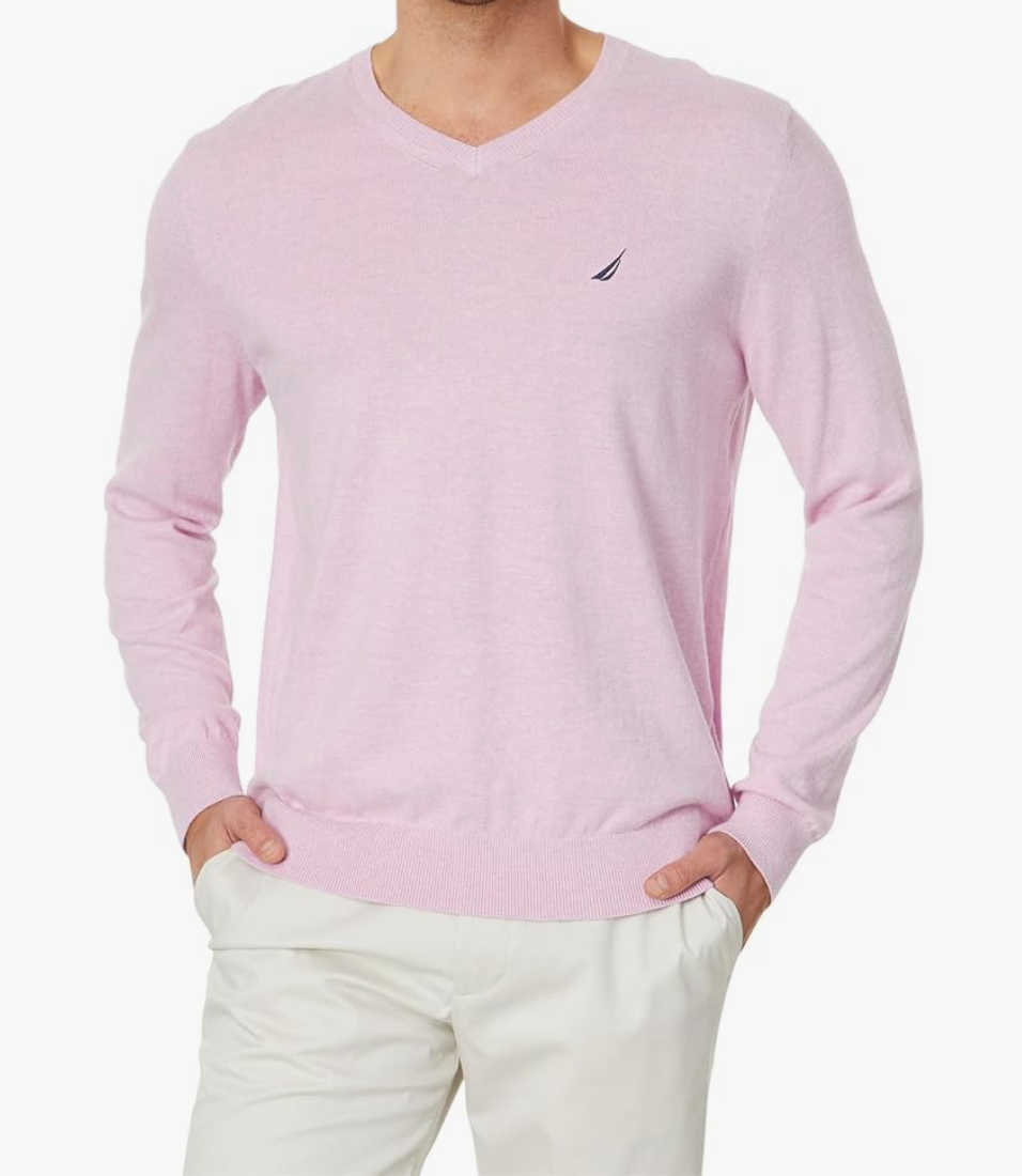 Nautica Men's Navtech Performance Classic Fit Soft V Neck Sweater Purple XL
