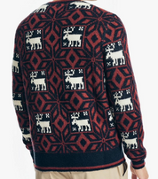 Nautica Reissue Moose Print Crewneck Sweater Dark Blue Medium