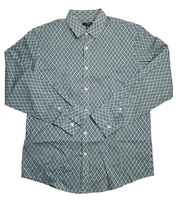 Alfani Mens Geo Print Long Sleeve Button Down Blue Medium