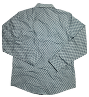 Alfani Mens Geo Print Long Sleeve Button Down Blue Medium