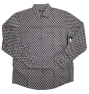 Alfani Men's Geo Print Long Sleeve Button Down Shirt Deep Black Medium