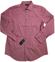 Alfani Men's Slim Fit Puzzle Print Dress Shirt Pink White 17 17.5 36 37