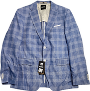 HUGO BOSS Hutson Glen Check Slim Fit Sport Coat Blazer 42R Blue Plaid