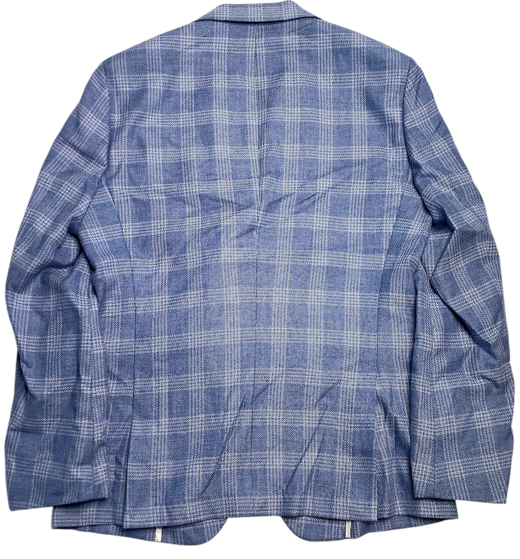 HUGO BOSS Hutson Glen Check Slim Fit Sport Coat Blazer 42R Blue Plaid