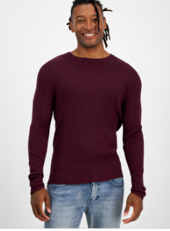 I.n.c. International Concepts Men's Ribbed-Knit Sweater Vintage Wine Large
