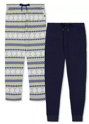 Gap Mens 2Pk. Waffle-Knit Jogger Leg Pajama Pants Navy & Fair Isle Grey Medium