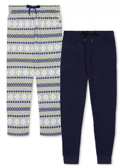 Gap Mens 2 Pack Waffle Knit  Regular fit Jogger Pants Pajamas Small  Blue
