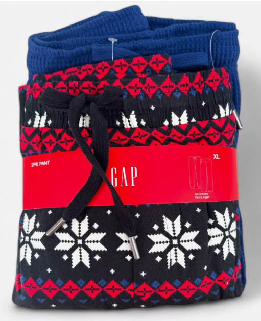GAP Men's 2-Pk. 1 waffle-knit fabric and 1 jogger-leg silhouette. XL Blue Red