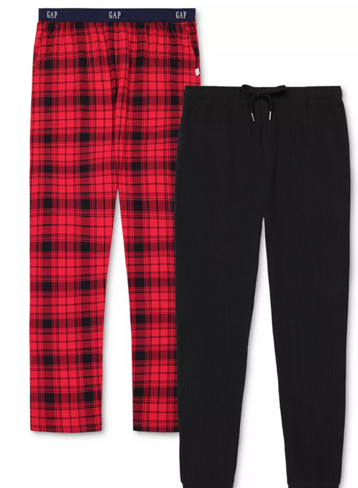 Gap Mens 2 Pack Regular fit Straight Leg Pants Pajamas Large Red