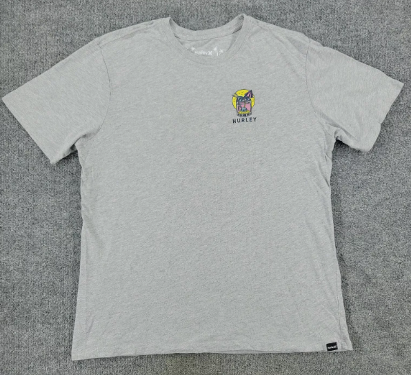 Hurley Men's Gray Livin On Island Time Graphic Tee Shirt Short Sleeve Small
