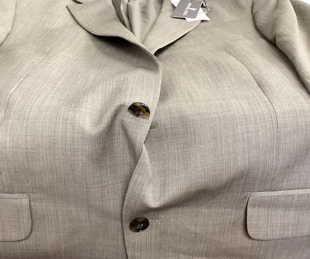 Michael Kors Mens Classic fit Suit Jacket Blazer 42 L Tan Solid Stretch