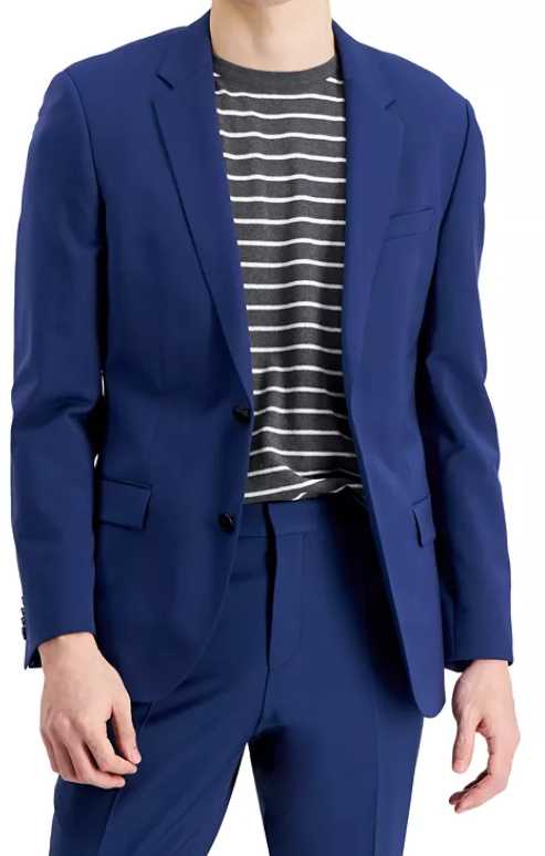Hugo Boss Mens Slim fit Suit Jacket Blazer 44 L Blue Stretch