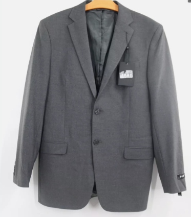 Dkny Mens Modern fit Suit Jacket Blazer 38 L Charcoal Grey Solid Stretch
