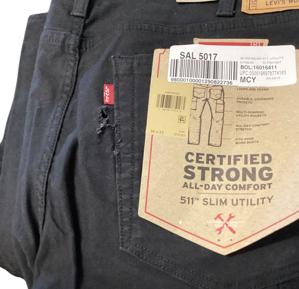 Levi's 511 Mens Slim fit Jeans 36 / 32 Black Solid
