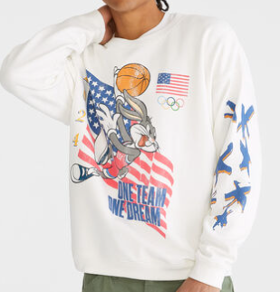 Looney Tunes Mens Regular fit Long Sleeve Crewneck Sweatshirt XL  White