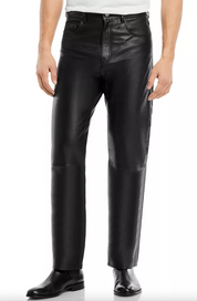 Blk Dnm Mens Relaxed Fit Leather Pants Black 30 x 32