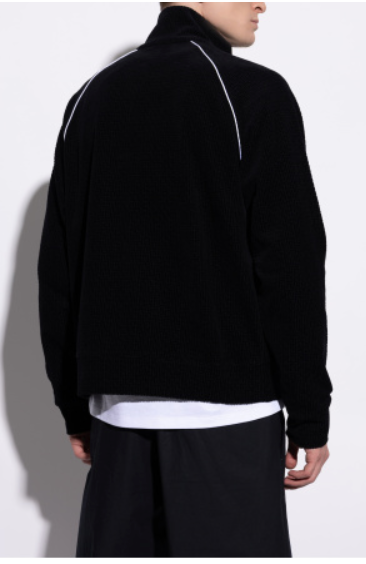 Balmain Mens Black Full-Zip Jacket with Monogram Small