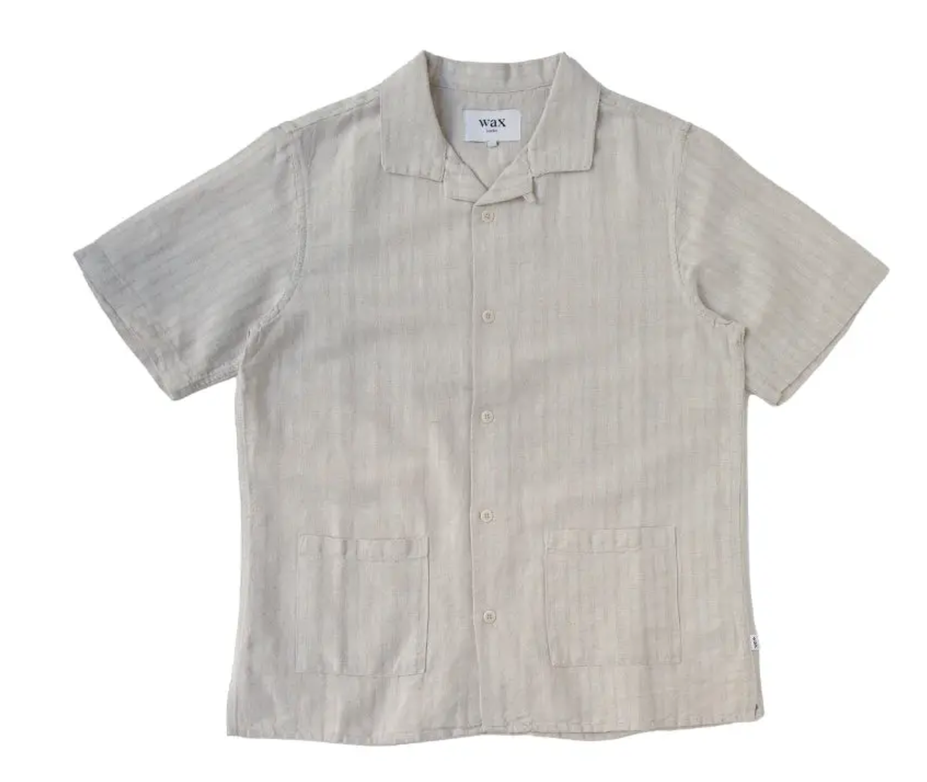 Wax Mens Ren Linen Button-Down Short Sleeve Shirt Beige XS