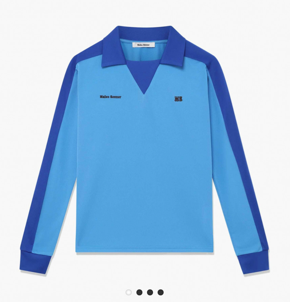 Wales Bonner Men"s Blue Jersey Long Sleeve Shirt Large