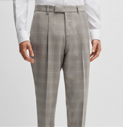 Hugo Boss Mens Slim Fit Suit 40 R  34 x 33 Waist Grey PlaidPlaid