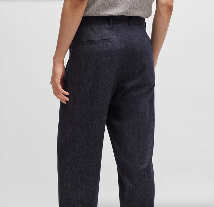 Hugo Boss Men Relaxed fit Pleated Dress Pants 36 / 36 Blue Solid Bristol Apparel Co Hugo Boss Men Relaxed fit Pleated Dress Pants 36 / 36 Blue Solid Bristol Apparel Co