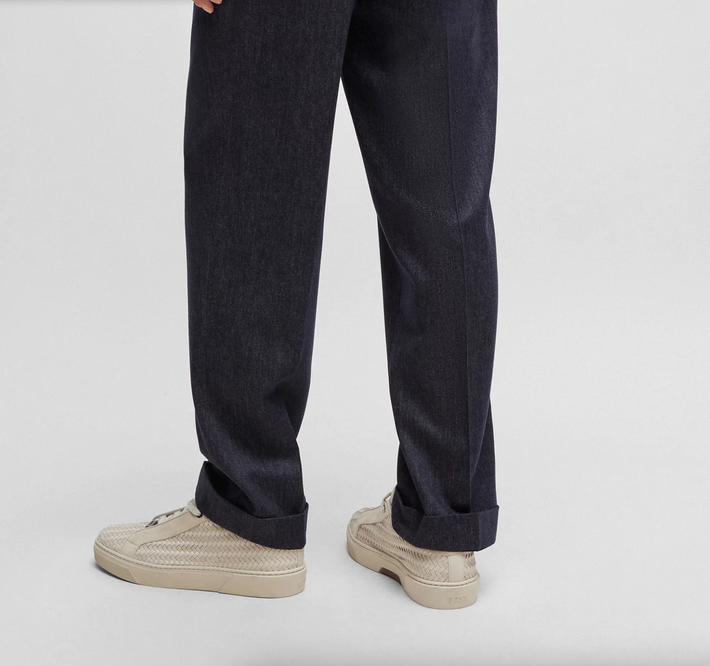 Hugo Boss Mens Relaxed Fit Dress Pants Pants 32 x 37 Blue Wool