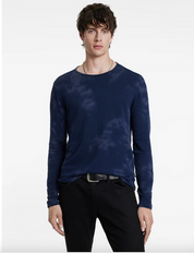 John Varvatos Mens Bristol Regular Fit Long Sleeve Crewneck Shirt Small Blue