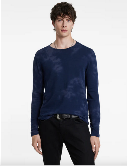 John Varvatos Mens Bristol Regular Fit Long Sleeve Crewneck Shirt Small Blue
