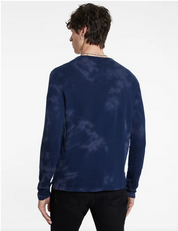 John Varvatos Mens Bristol Regular Fit Long Sleeve Crewneck Shirt XL Blue