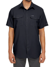 Columbia Mens Regular fit Short Sleeve Shirt Small Grey Solid