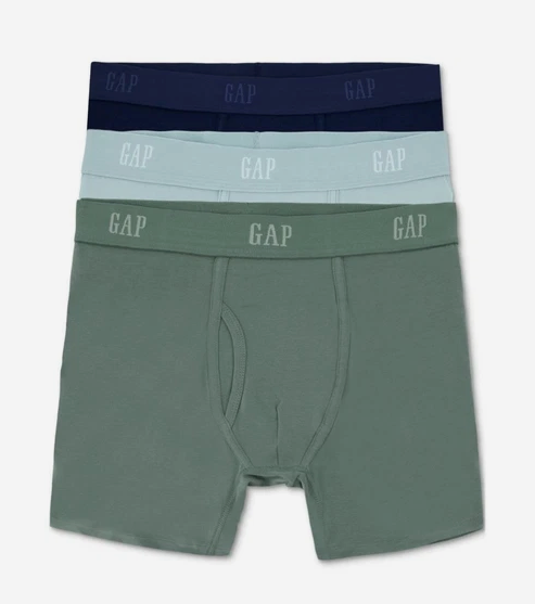 Gap Mens 3 Pack Regular fit Boxer Briefs Underwear Large Green Solid