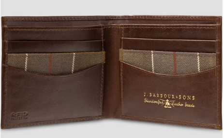 Barbour Men's Colwell Slimline Leather Billfold Wallet Brown