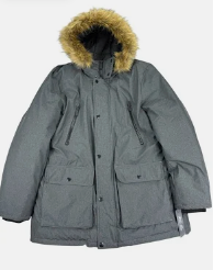 Club Room Mens Parka Coat XXL Faux Fur Hood Grey Solid
