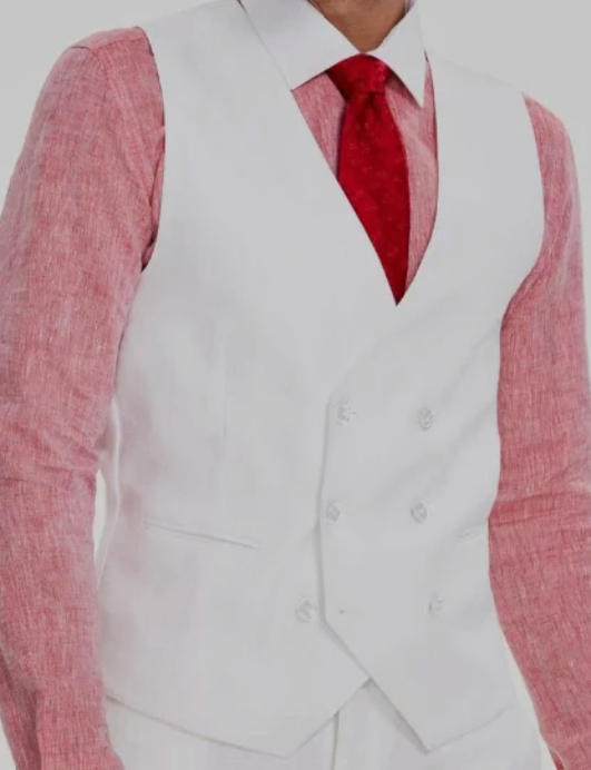 Tayion Collection Mens Classic fit Button-Up Vest XXL White Herringbone